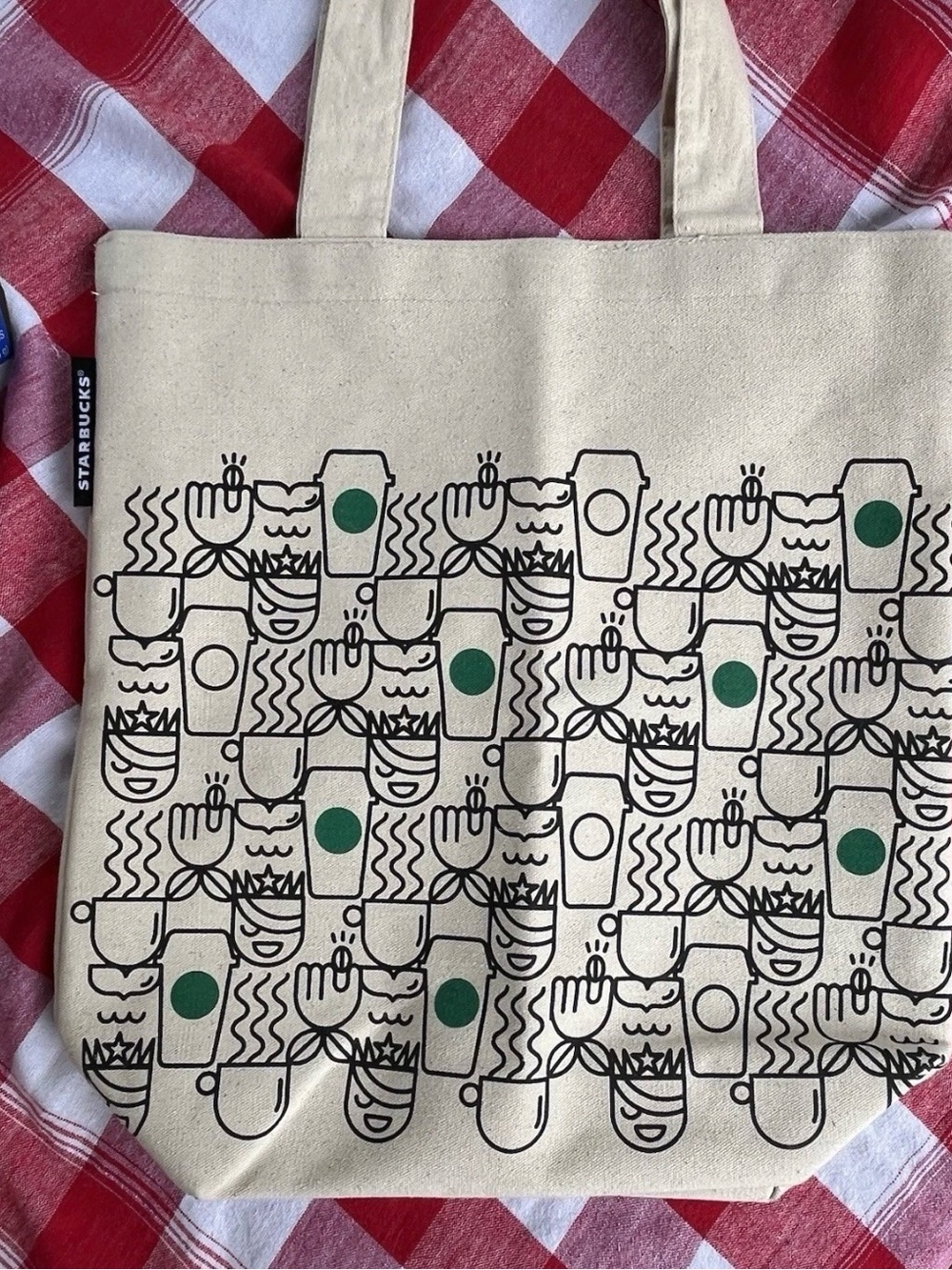 RareStarbucks Siren Mermaid Star Mug Green Dot cupCanvas Tote LargeGreen Black
